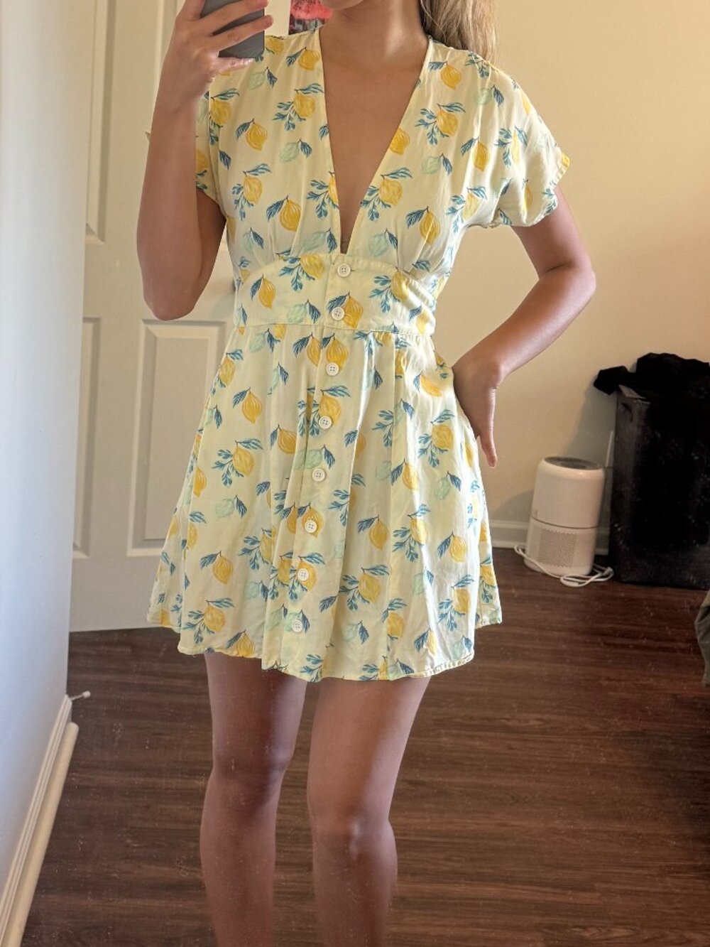 Marine Layer Yellow Lemons Mini Dress (Size: XS)
